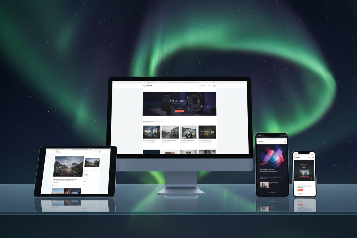 difrent pictures of vareous proffesionl websights. Northen light in the cack goundt.